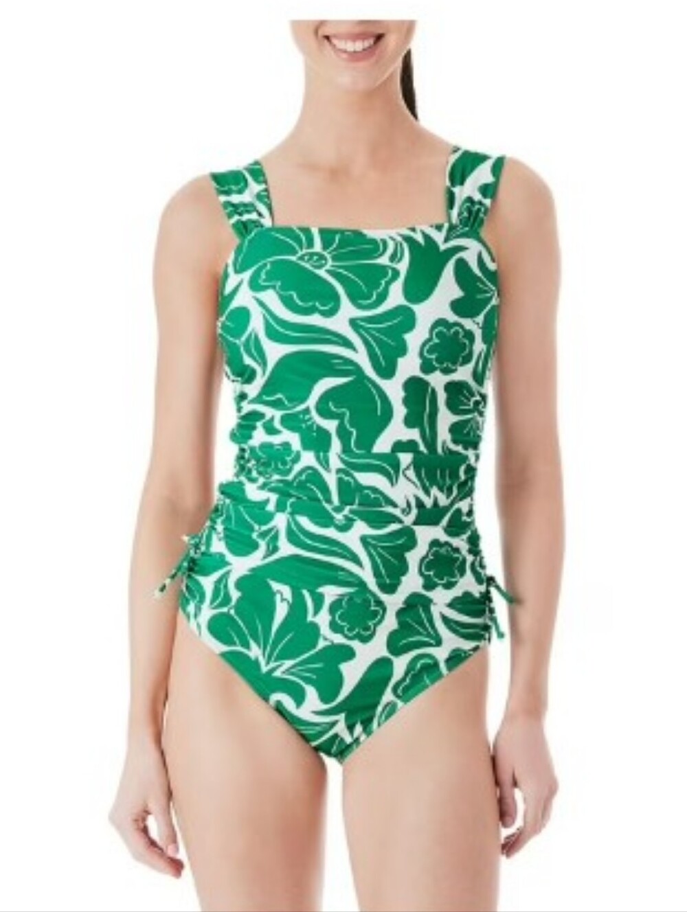 TANKINI TOP AND BOTTOM 2 PIECE SET GREEN WHITE WOMENS LARGE NEW WITH TAGS